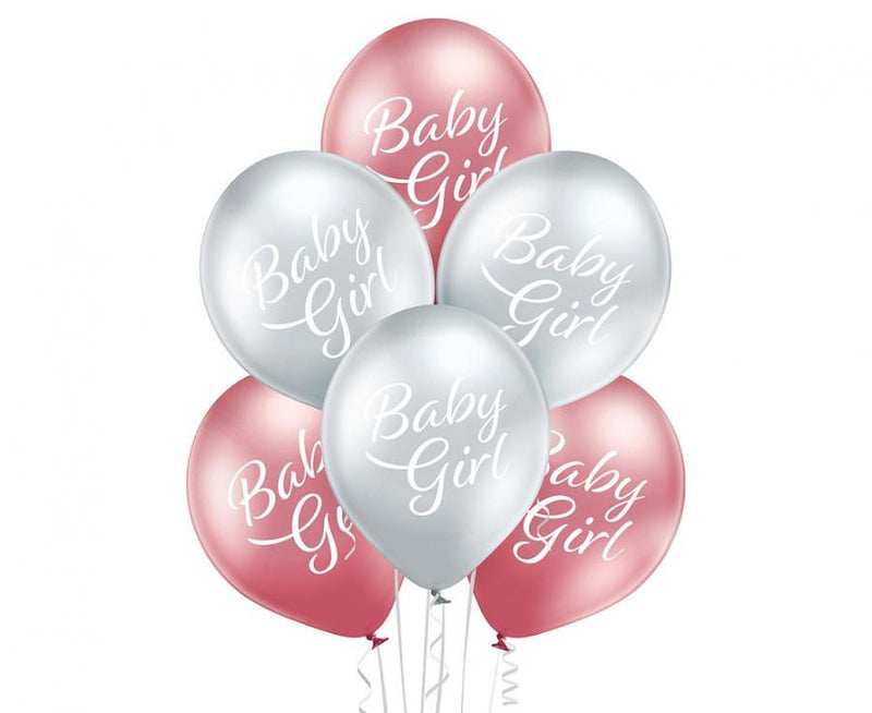 Baby Girl Glossy léggömb, lufi 6 db-os 12 inch (30cm), J-MLG065114