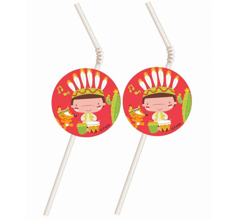 Indian Party, Indián műanyag szívószál 6 db-os, J-MLG104646