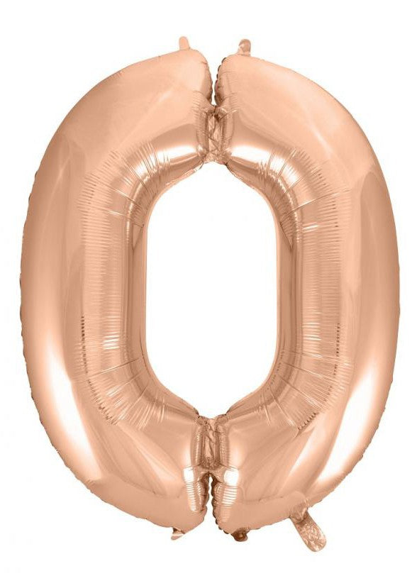 Rose Gold 0-ás szám fólia lufi 92 cm, J-MLG106220