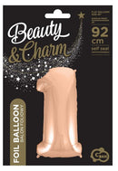 Rose Gold 1-es szám fólia lufi 92 cm, J-MLG106244