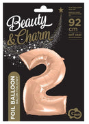 Rose Gold 2-es szám fólia lufi 92 cm, J-MLG106268