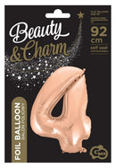 Rose Gold 4-es szám fólia lufi 92 cm, J-MLG106305