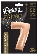 Rose Gold 7-es szám fólia lufi 92 cm, J-MLG106367