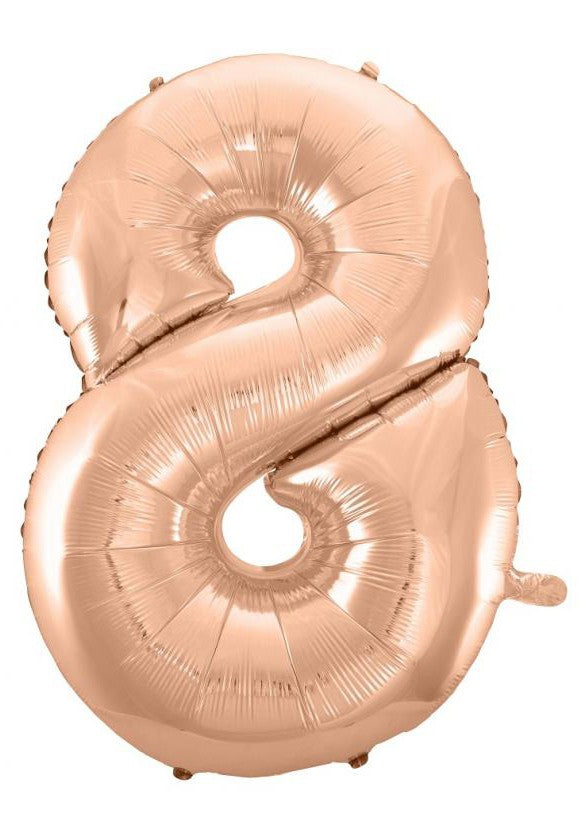 Rose Gold 8-as szám fólia lufi 92 cm, J-MLG106381