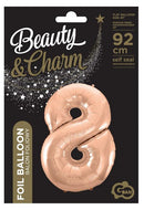 Rose Gold 8-as szám fólia lufi 92 cm, J-MLG106381
