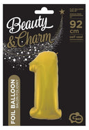 Arany 1-es Gold Mat szám fólia lufi 92 cm, J-MLG106442