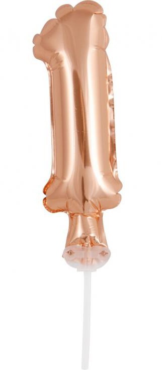Rose Gold 1-es szám fólia lufi tortára 13 cm, J-MLG113303