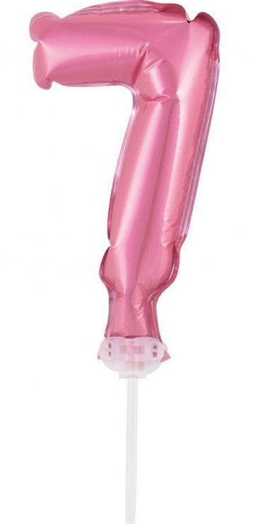 Rózsaszín 7-es Pink szám fólia lufi tortára 13 cm, J-MLG113648