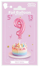 Rózsaszín 9-es Pink szám fólia lufi tortára 13 cm, J-MLG113686