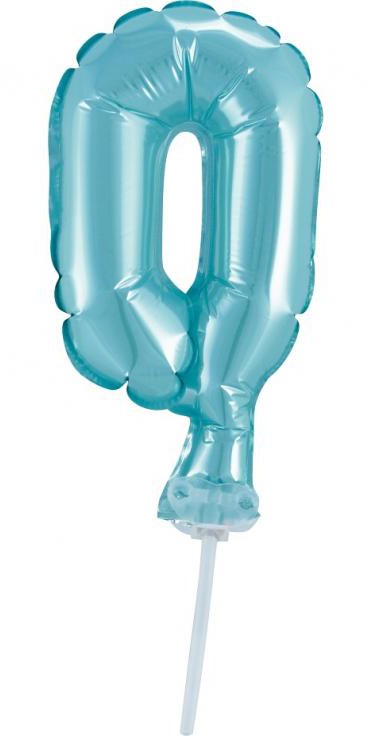 Kék 0-ás Light Blue szám fólia lufi tortára 13 cm, J-MLG113709