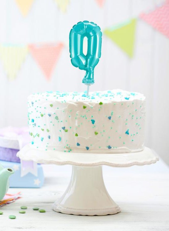 Kék 0-ás Light Blue szám fólia lufi tortára 13 cm, J-MLG113709