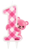 Első születésnap Pink Teddy csillámos tortagyertya, J-MLG113938
