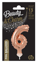 Rose Gold 6-os szám fólia lufi tortára 13 cm, J-MLG114379