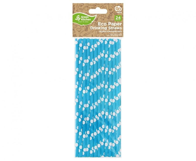 Kék Blue Polka Dots papír szívószál 24 db-os, J-MLG114775