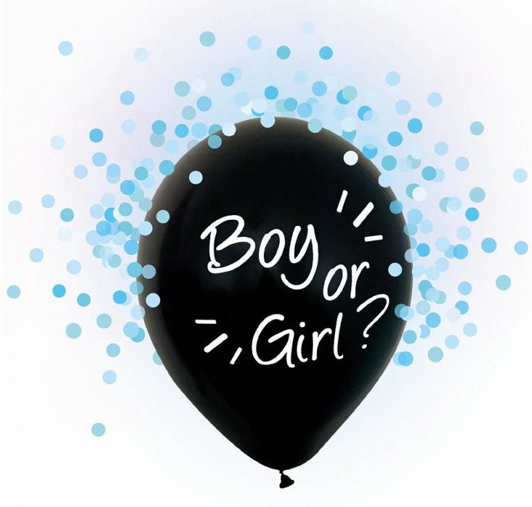 Boy or Girl, Kék konfettivel töltött léggömb, lufi 4 db-os 12 inch (30 cm), J-MLG120240