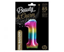 Szivárvány Rainbow 1-es szám fólia lufi 85 cm, J-MLG120271