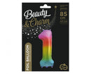 Szivárvány Rainbow 1-es szám fólia lufi 85 cm, J-MLG120271