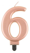 Rose Gold 6-os Metallic számgyertya, tortagyertya, J-MLG124774