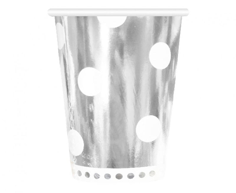 Ezüst B&C Polka Dots Silver papír pohár 6 db-os 266 ml, J-MLG128178