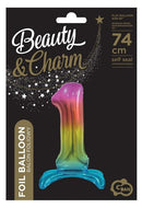 Színes Rainbow 1-es szám fólia lufi talppal 74 cm, J-MLG128970