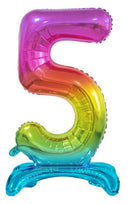 Színes Rainbow 5-ös szám fólia lufi talppal 74 cm, J-MLG129076
