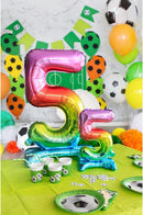 Színes Rainbow 5-ös szám fólia lufi talppal 74 cm, J-MLG129076