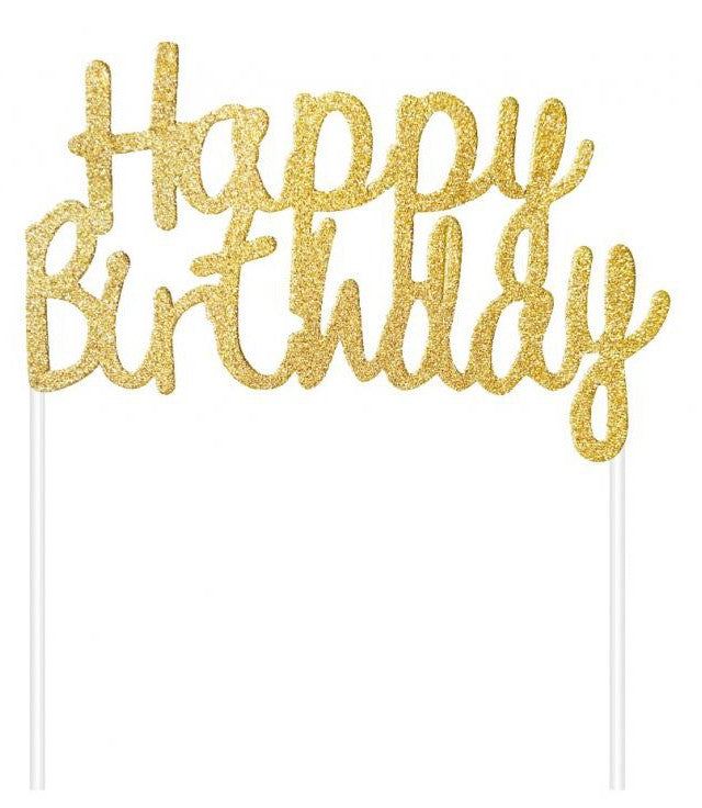 Happy Birthday Gold torta dekoráció, J-MLG131086