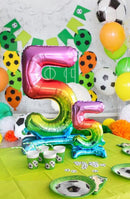 Színes Rainbow mini 5-ös szám fólia lufi talppal 38 cm, J-MLG134728