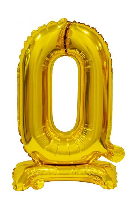 Arany B&C Gold mini 0-ás szám fólia lufi talppal 38 cm, J-MLG135022
