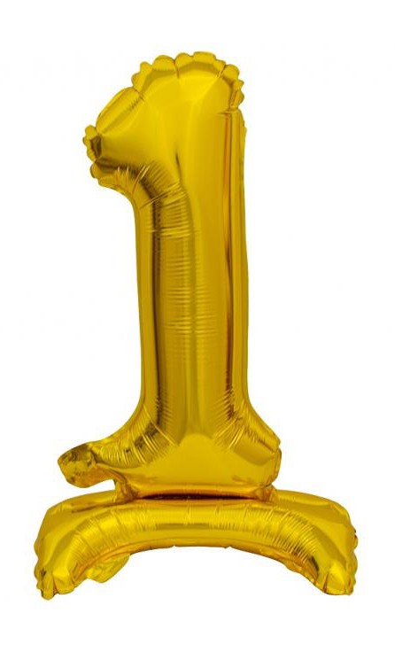 Arany B&C Gold mini 1-es szám fólia lufi talppal 38 cm, J-MLG135046