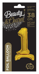 Arany B&C Gold mini 1-es szám fólia lufi talppal 38 cm, J-MLG135046