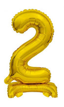 Arany B&C Gold mini 2-es szám fólia lufi talppal 38 cm, J-MLG135060