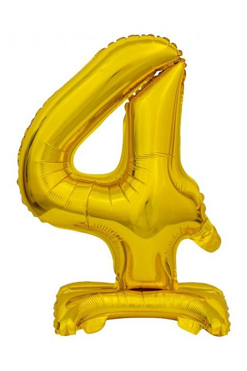 Arany B&C Gold mini 4-es szám fólia lufi talppal 38 cm, J-MLG135107
