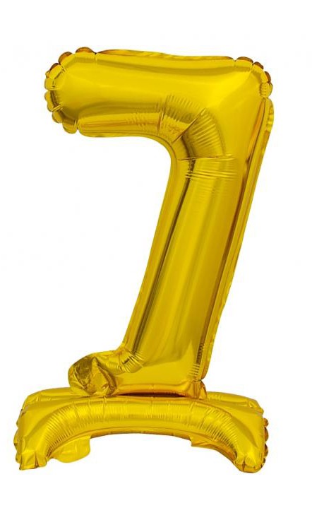 Arany B&C Gold mini 7-es szám fólia lufi talppal 38 cm, J-MLG135169