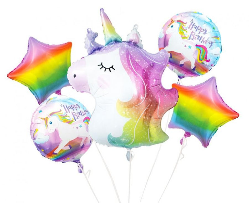 Unikornis Rainbow fólia lufi 5 db-os szett, J-MLG143126