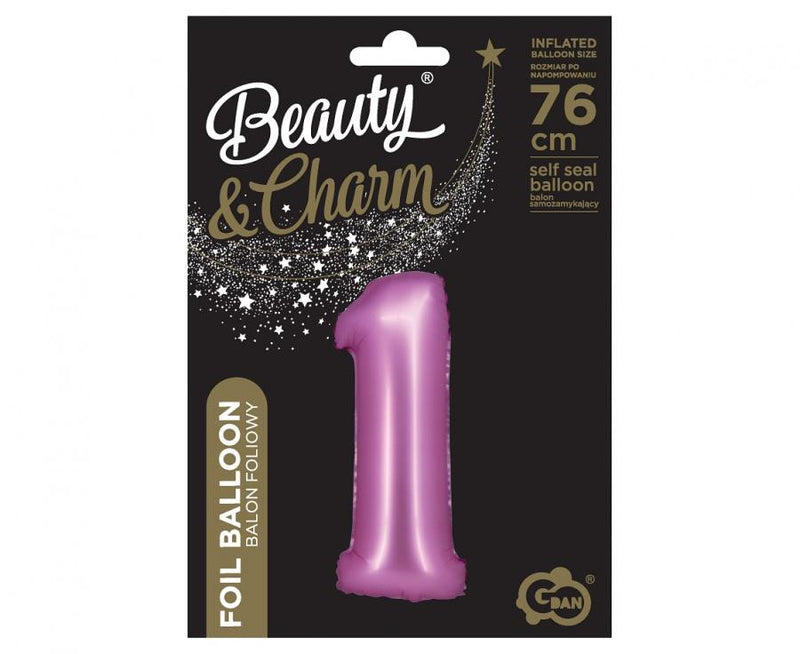 Rózsaszín Satin Pink 1-es szám fólia lufi 76 cm, J-MLG144550