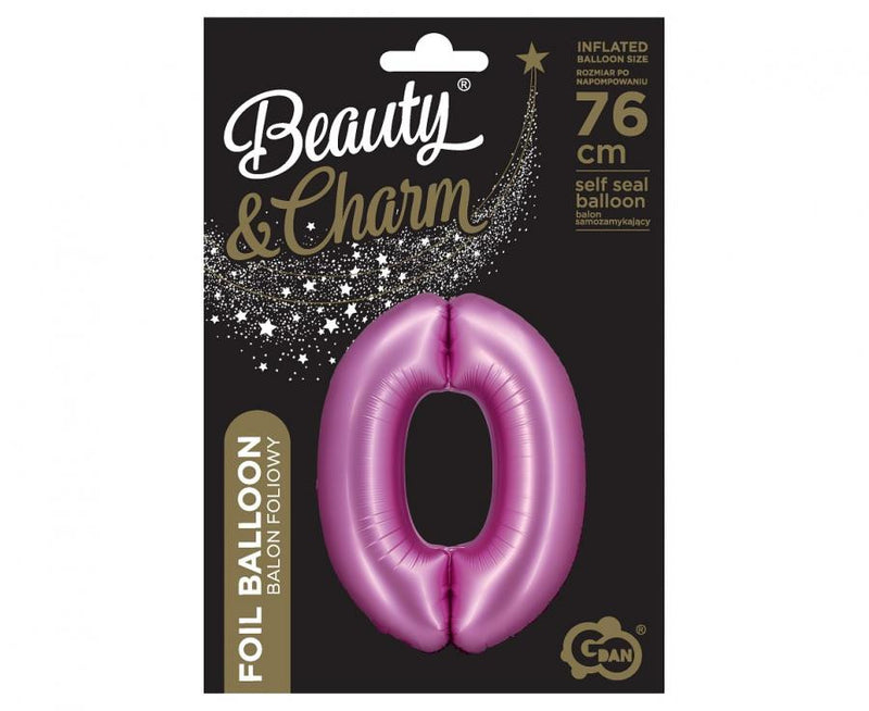 Rózsaszín Satin Pink 0-ás szám fólia lufi 76 cm, J-MLG144888