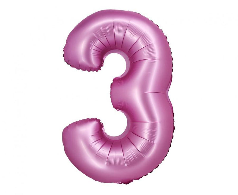 Rózsaszín Satin Pink 3-as szám fólia lufi 76 cm, J-MLG144918