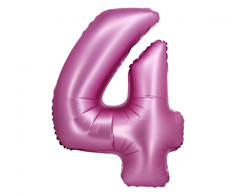 Rózsaszín Satin Pink 4-es szám fólia lufi 76 cm, J-MLG144949