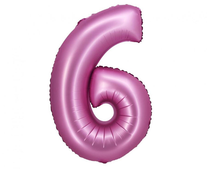 Rózsaszín Satin Pink 6-os szám fólia lufi 76 cm, J-MLG145021