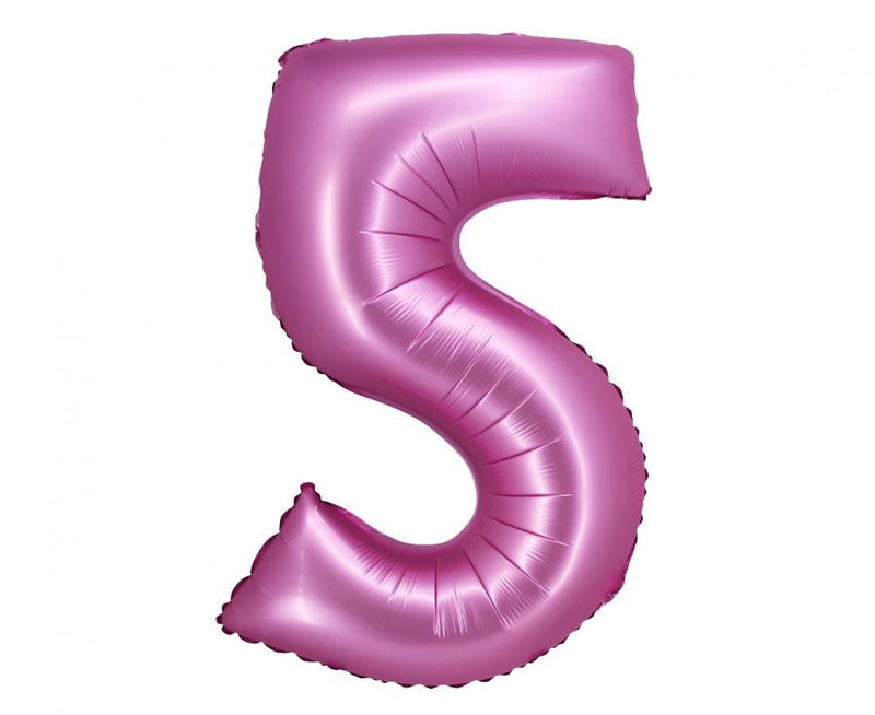 Rózsaszín Satin Pink 5-ös szám fólia lufi 76 cm, J-MLG145052