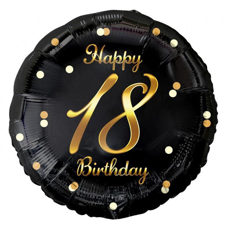 Happy Birthday 18 B&C Gold fólia lufi 36 cm, J-MLG147919