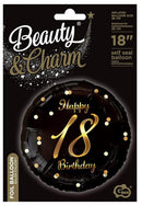 Happy Birthday 18 B&C Gold fólia lufi 36 cm, J-MLG147919