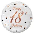 Happy Birthday 18 B&C White fólia lufi 36 cm, J-MLG147933