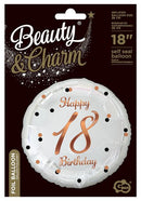 Happy Birthday 18 B&C White fólia lufi 36 cm, J-MLG147933