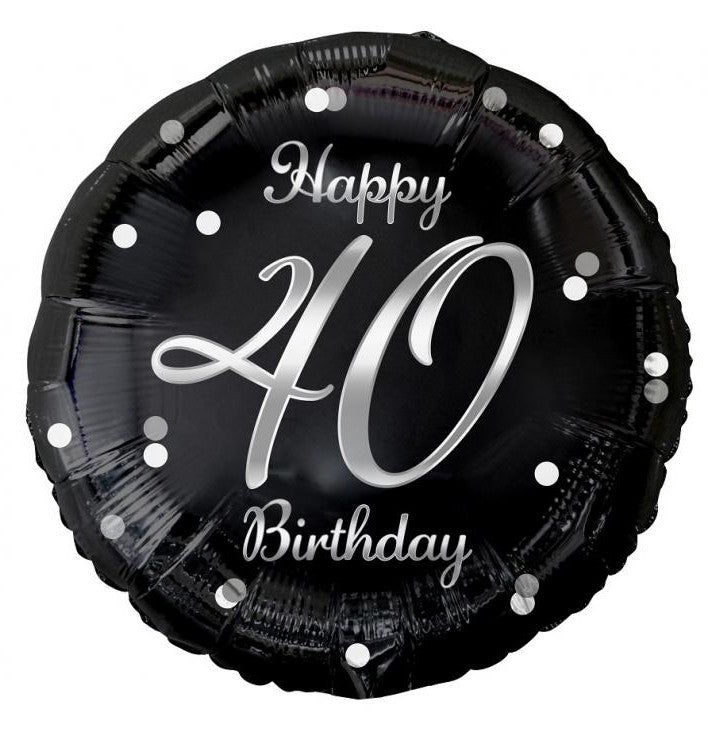 Happy Birthday 40 B&C Silver fólia lufi 36 cm, J-MLG147957