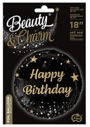 Happy Birthday Black fólia lufi 36 cm, J-MLG147971