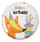 Róka Happy Birthday Fox fólia lufi 36 cm, J-MLG149258