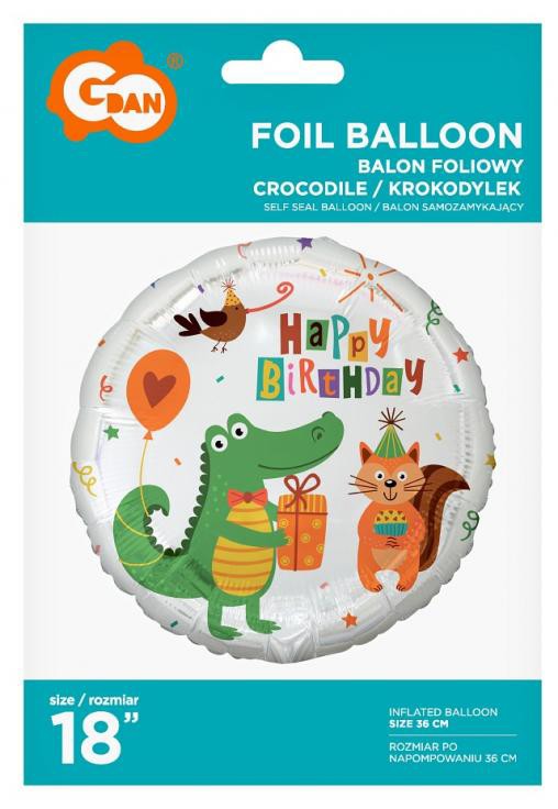 Krokodil Happy Birthday Crocodile fólia lufi 36 cm, J-MLG149272