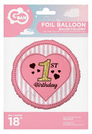 Első születésnap Pink fólia lufi 36 cm, J-MLG151992